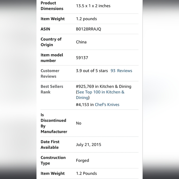 ❤️BUY 2 GET 1 FREE Cangshan X Series 59137 German Steel Forged Chef's Knife, 8" - Picture 14 of 16